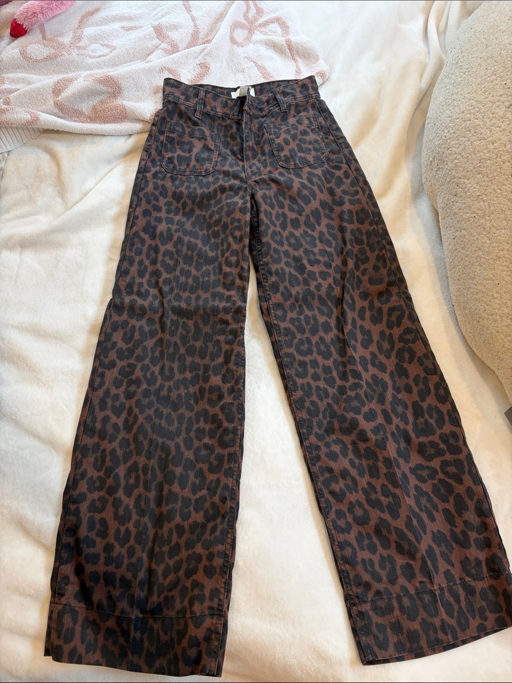 H&M Leopard Print Wide-Leg Pants - Brown & Black